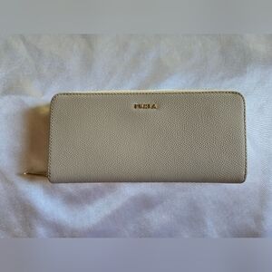 Furla Light Beige Zip-Around Leather Wallet